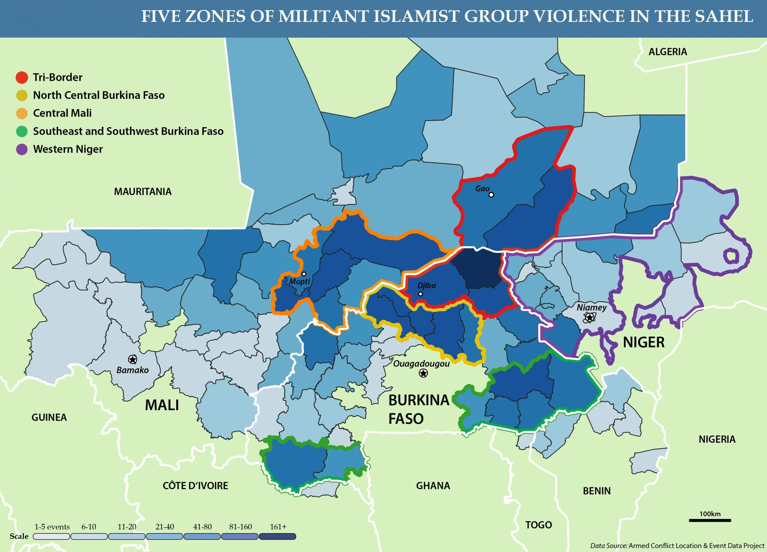 Five Zones of Militant Islamist Violence in the Sahel